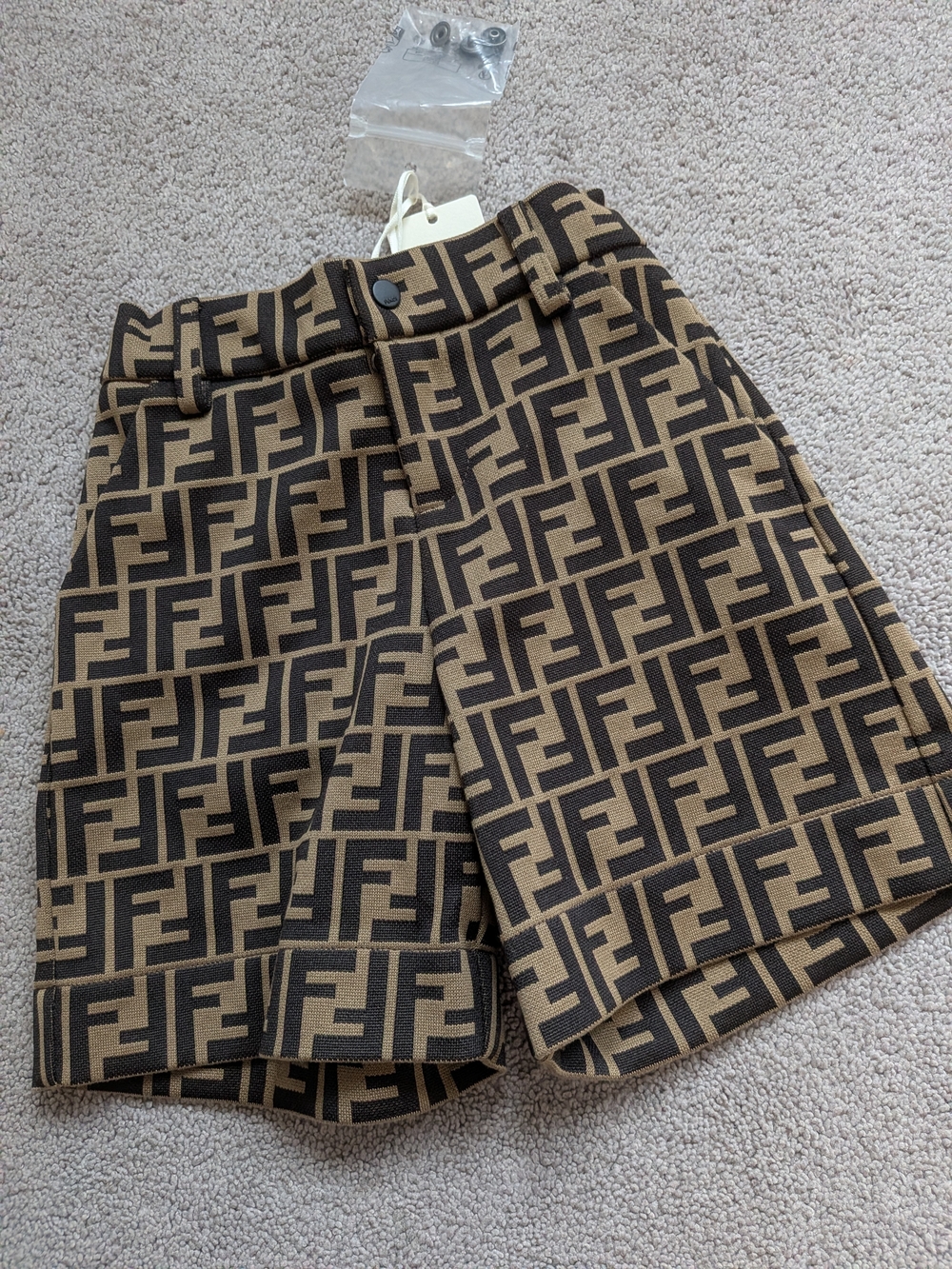 Fendi FF Logo Jacquard Shorts in Brown/Black